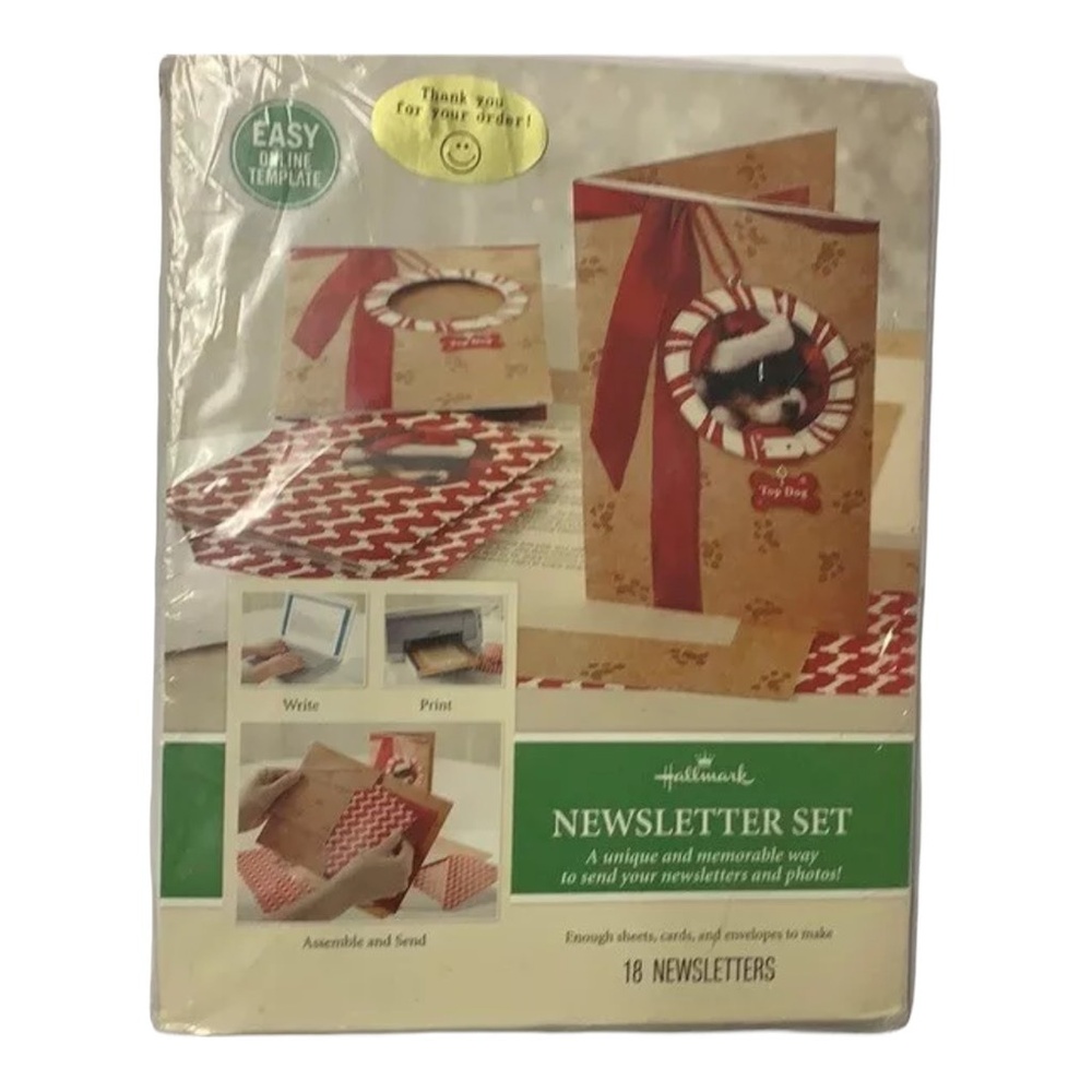 Hallmark Newsletter 18 PC Set Animal Print‎ Dog Theme Seasonal Easy Assemble New